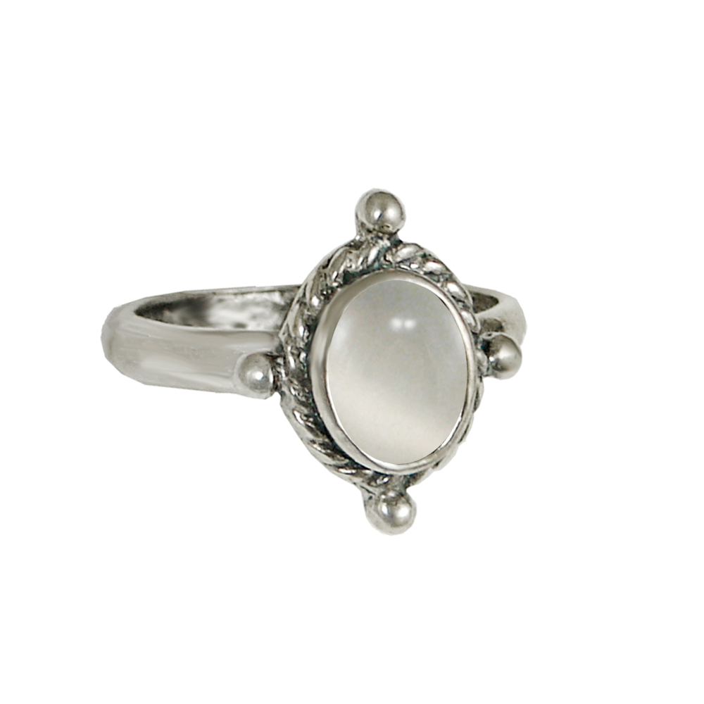 Sterling Silver Ring With White Moonstone Size 8